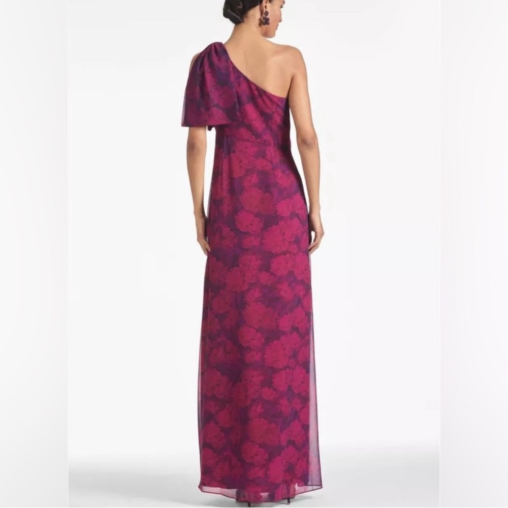Sachin + Babi One-Shoulder Floral Evening Gown in Fuchsia and Plum - Picture 4 of 6
